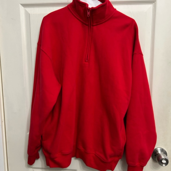TNA Tops - TNA Bold Red Zip-Up Sweatshirt women’s size 2 quater zip